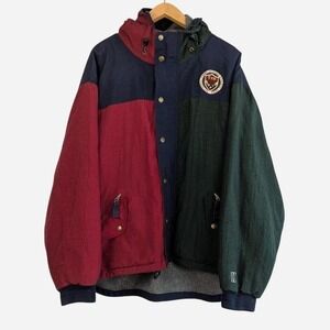 Vintage 1990s Tommy Hilfiger Athletics Colorblock Hooded Jacket – XL